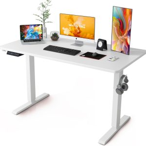 Whole Piece Electric Standing Desk- Height Adjustable Stand up Desk, Sit to Stand Desk with Wheels for Home Office & Computer Workstation